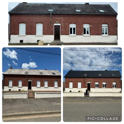 Nettoyage basse pression vapeur sur toiture en ardoise fibro à Douchy-les-Aillettes, Arras, LGF CLEANER