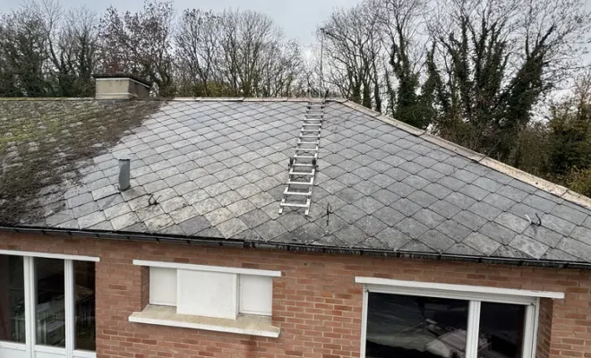 Gros nettoyage sur cette toiture en ardoise à Saint-Laurent-de-Langy, Arras, LGF CLEANER